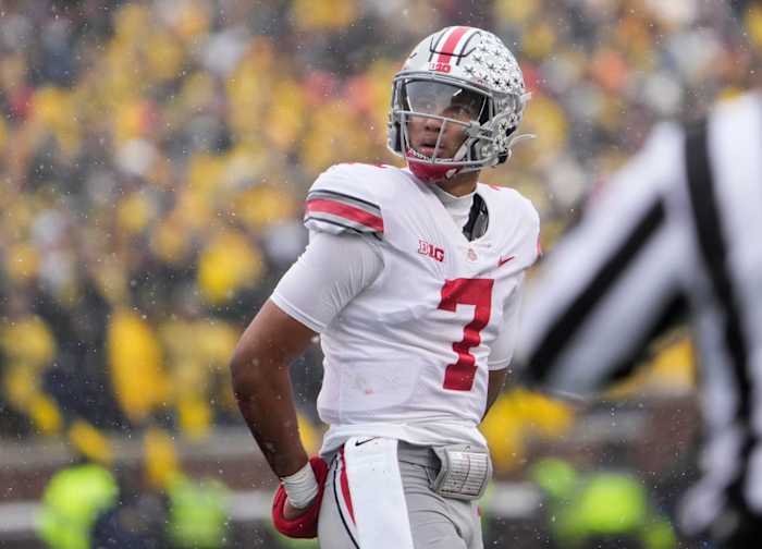 Ohio State QB C.J. Stroud walks off field